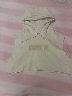 Oner Active Women's Cream Cropped Hoodie Tank Top